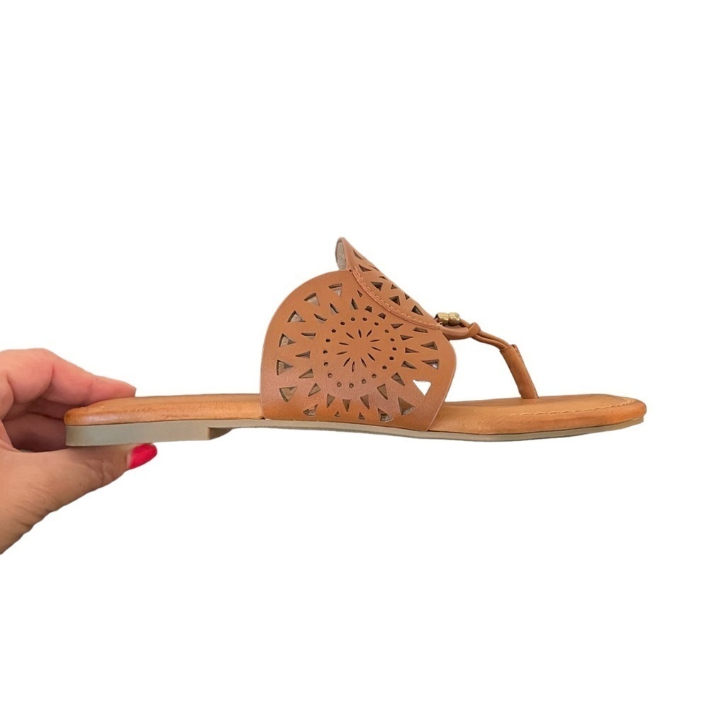 Report Footwear Ginni Lazer or Laser Cut Sandals Cognac Size 7 - Picture 4 of 8